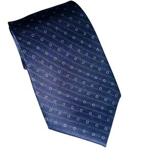 Gianfranco Ruffini Italy Mens Tie Silk Dark Blue Diamond Foulard Necktie 57x3.5”